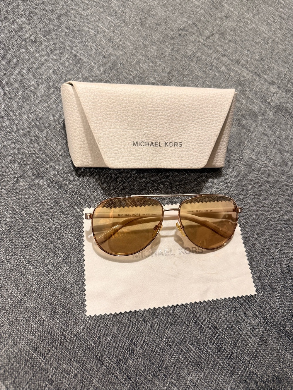 Michael Kors Aviator Sunglasses in Gold with Brown Lenses